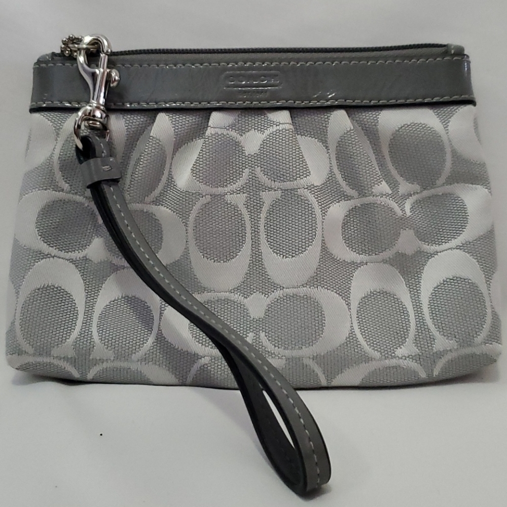 Authentic Gray/Silver Coach Wristlet